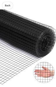 A roll of black wire mesh next to a hand.